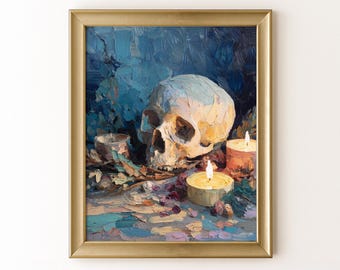 油彩静物画　牛頭骸骨とラム酒瓶　光と鏡像 セザンヌ「骸骨のある静物」 [70449868]のアート作品 - アフロ