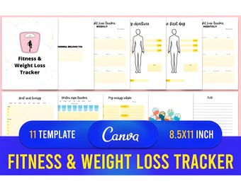Fitness & Weight Loss Tracker Canva Template, you can edit it easily using a free Canva account.
