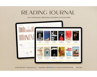Digital Reading Journal | Classic Paper Texture Reading Planner for iPad | GoodNotes Reading Tracker | Android Reading Journal | Notability