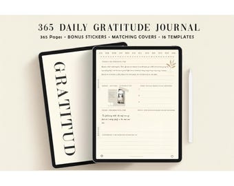 Diario de gratitud digital, rutina de 5 minutos para mañana y noche para iPad. GoodNotes, planificador de atención plena, bienestar y manifestación.