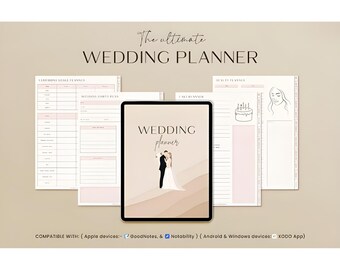 GOODNOTES Wedding Planner, Digital Wedding Template , Checklist, Itinerary, Wedding Budget, Vision Boards, Hyperlinked, Honeymoon, iPad