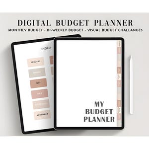 Digital finansiell budgetplanerare, finansspårare, GoodNotes budgetplanerare, odaterad finansplanerare, månadsbudget, iPad-ekonomimall