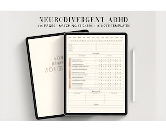 ADHD Digital Planner, Undated ADHD Planner, iPad & Android Digital Planner, GoodNotes Calendar, Adult ADHD Daily Weekly Monthly Journal
