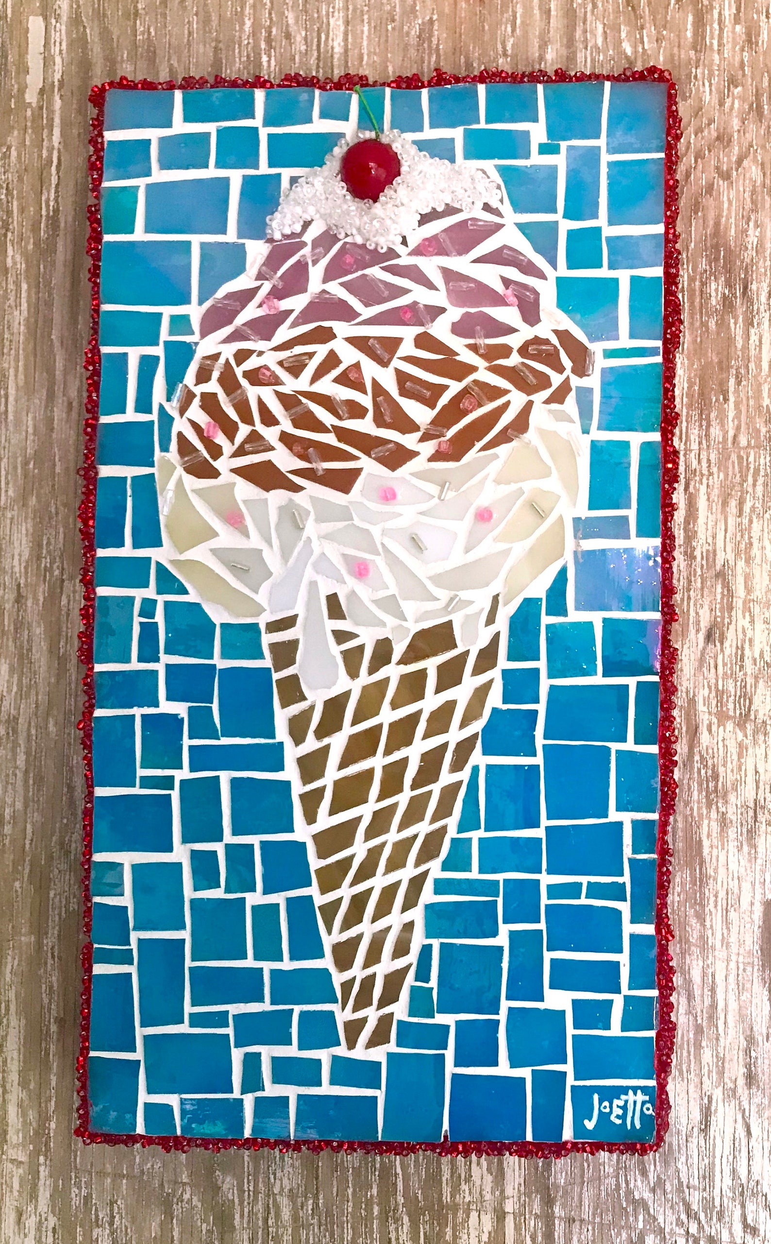 SOLD Ice Cream Cone Mosaic Let Me Create One for You Etsy
