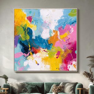 Levendig abstract impasto-schilderij, getextureerde moderne muurkunst