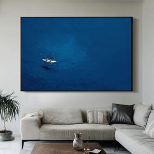 diving oil painting diving wall art swimming boy and girl painting blue white abstract art diving swimming in the ocean handmade wall art
