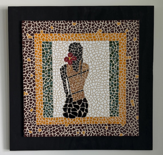 Handmade Mosaic Art – Elegant Female Silhouette