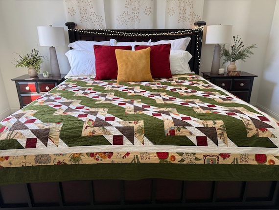 Handmade Mexican-Inspired Quilt | Southwest Patchwork Quilt | 84 x 80 Queen Quilt | One-of-a-Kind