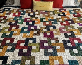 Shades of Sunny- Handmade Quilt 65 x 82