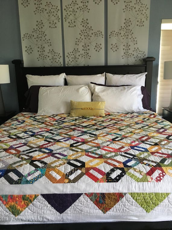 Contemporary Handmade Cracker Scrappy Quilt - large size