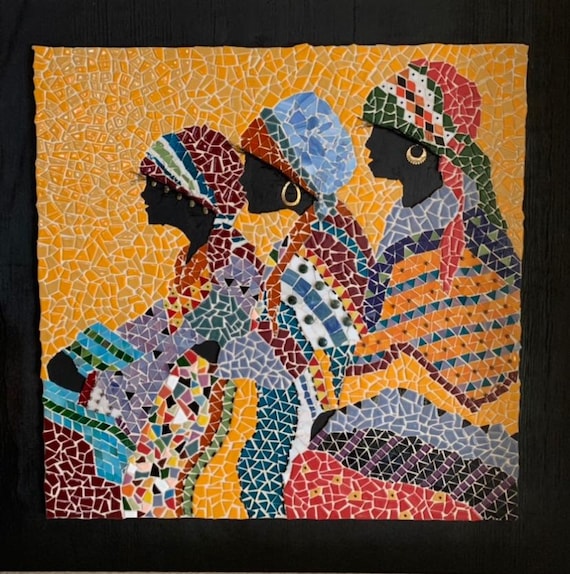 Original Handmade Mosaic Tile Artwork – "Ladies in Wait"