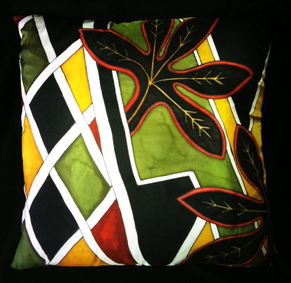 IN THE BRUSH -Hand Painted  Silk  Decorative Pillow