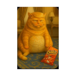 CHEETO IN CHIEF Trump Cat Parody Poster - Funny Political Satire Art - Orange Cat Meme Poster
