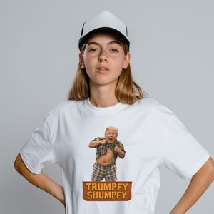 THE TRUMPFY SHUMPFY Parody Shirt - Goonies Inspired Funny Trump Design - Political Cartoon Mashup - Absurd Satire Tee
