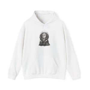 ORANGE THRONE Przytulna bluza unisex z kapturem i grafiką retro vintage - idealny prezent dla miłośników kotów, moda jesienna, odzież festiwalowa, niepowtarzalne dzieła sztuki