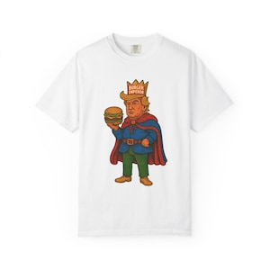 BURGER EMPEROR Retro Themed Unisex T-Shirt, Vintage Style Tee, Great for Parties, Gifting, Casual Wear, Political Satire