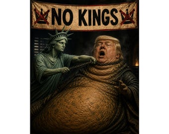 SPRAWIEDLIWOŚĆ DLA WSZYSTKICH – plakat protestacyjny „No Kings”, wydruk sprzeciwu politycznego, dekoracja ścienna antyautorytarna, plakat o demokracji