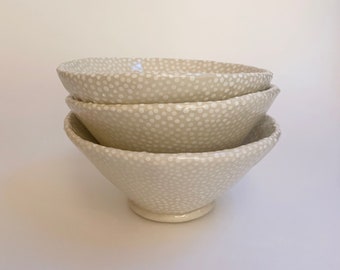 White on White Dotted Single Serving Bowls