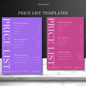 Aesthetic Minimalist Price List Template | Beauty Salon Service Menu | Editable Canva Pricelist | Modern Salon Menu Instant Download