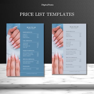 Beauty Salon Price List Template | Elegant Editable Canva Menu | Aesthetic Salon Services Sheet | Digital Price Menu Download