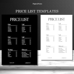 Elegant Minimalist Price List Template | Beauty Salon Service Menu | Editable Canva Menu | Spa Pricelist | Instant Download PDF