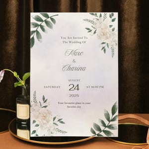 Floral Wedding Invitation Template – Editable Canva & Printable PDF