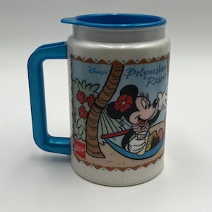 1996 Disney Polynesische Mickey Minnie Mouse Luau Souvenir navulbare beker afbeelding 1