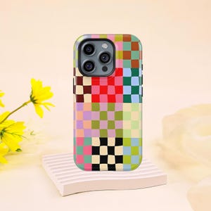 Funda de teléfono de diseño con diseño de cuadros coloridos - Para Apple para iPhone 17 16 15 14 13 12 11 Pro Max y Samsung Galaxy S23 S22 S21 S20 Ultr