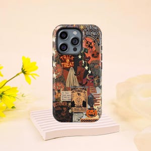 Halloween Collage Case, Ghost Retro Horror Phone Case, for iPhone 17 16 15 14 13 12 11 Pro Max and Samsung Galaxy S23 S22 S21 S20 Ultra