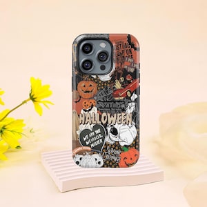 Halloween Collage Phone Case, Spooky Retro Case, for iPhone 17 16, 15, 14, 13, 12, 11 Pro Max and Samsung Galaxy S23, S22, S21, S20 Ultra