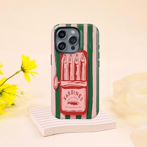 Retro Sardine Tin MagSafe Case, Italian Summer Moodboard Gift for iPhone17 16 15 14 13 12 11 Pro Max and Samsung Galaxy S23 S22 S21 S20 Ultr