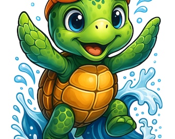 Cartoon Sea Turtle Clipart – Comic Ocean Animal Illustrations (PNG & JPG)