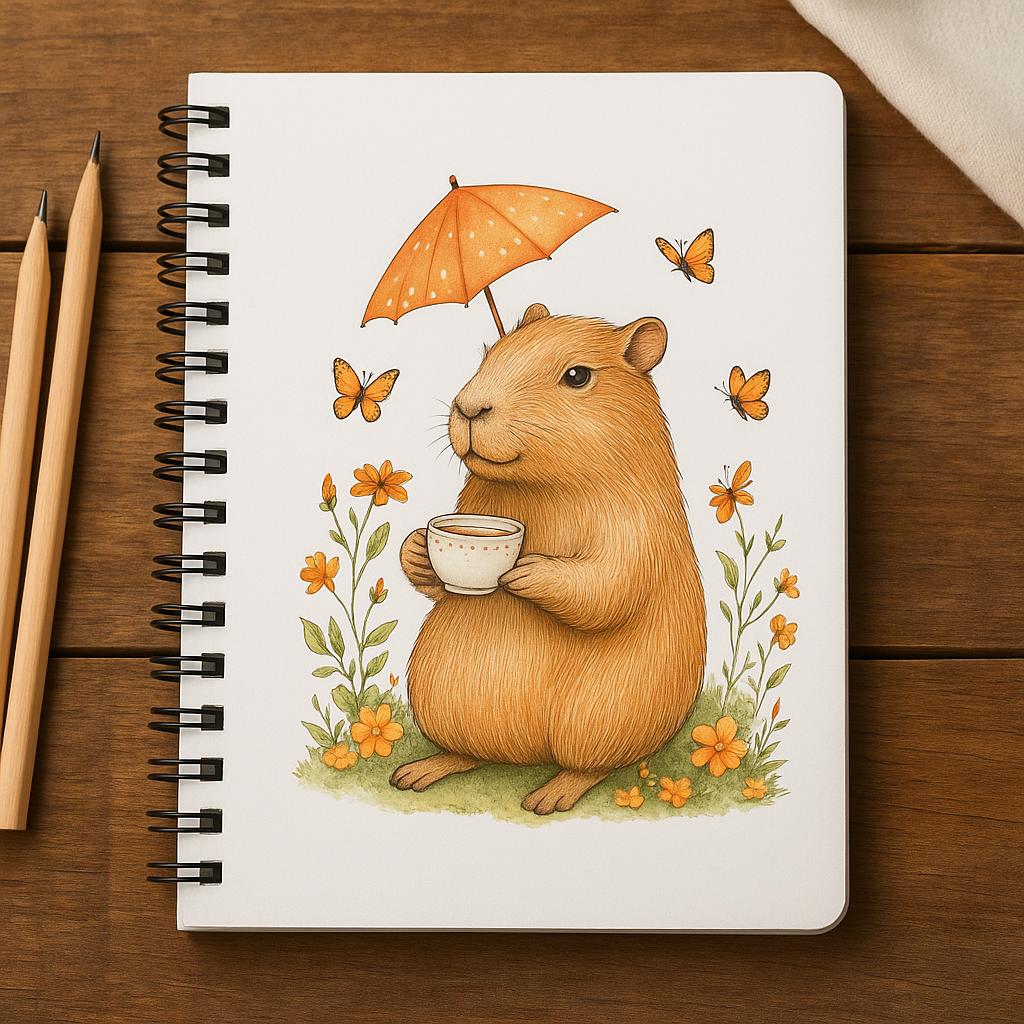 Cute Watercolor Capybara Clipart Bundle – PNG Files (digital Download ...