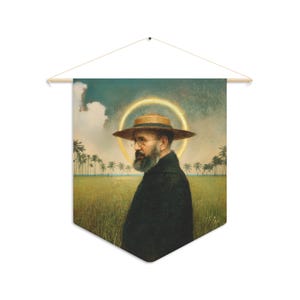 Saint Damien of Molokai Pennant / Banner / Wall Hanging - Prayer room art - Catholic Home - 18&quot; x 21&quot;