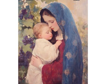 Nostra Signora dell'Uva / Nostra Signora della Vendemmia - Stampa Anime Santificate - Diverse Dimensioni - Poster Verticali Opaco Premium - Madre Maria