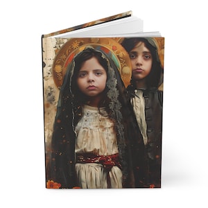 Diario de Tapa Dura de los Santos Francisco y Jacinta Marto - Cuaderno Devocional - Doble cara forrada - Diario de Oración - Impresión frontal y posterior