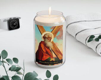 Saint Andrew the Apostle - Scented Prayer Candle, 13.75oz -  Candle - Catholic Art - prayer room Scented Candle - Religious Saint