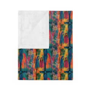 At the Foot of the Cross Crucifixion Blanket, Blessed Virgin Mary and Mary Magdalene Fleece Throw, Catholic Easter and Lent Gift
