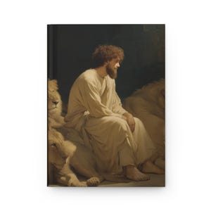 Faith Amid the Beasts - Daniel in the Lions Den - Hardcover Lined Journal - Devotional Notebook - Double sided lined Journal