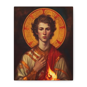 Saint Lawrence Deacon and Martyr Canvas Print - Multiple Sizes - Catholic Home art - Museum Wrapped Canvas - Sanctified Souls Print