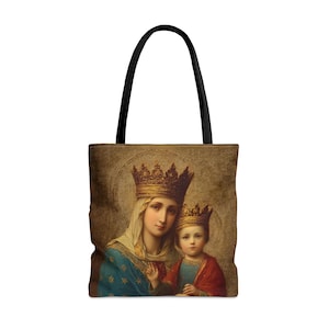 Madonna della Strada - Unsere Liebe Frau des Weges Einkaufstasche - Große Mittel Kleine Glaube Kunst Tasche - Katholischer Glaube Geldbörse - Doppelseitig