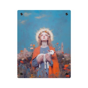 Saint Agnes of Rome Wall Art Panel - Ready to Hang Acrylic Print - Catholic Saint Art - Patron Saint Print - No Frame needed