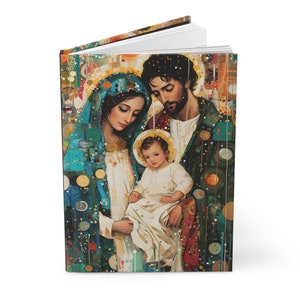 Luz Eterna - María, José y el Niño Cristo Diario forrado de tapa dura - Cuaderno devocional - Diario forrado de doble cara - Sagrada Familia