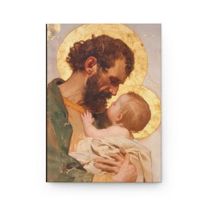 San José, Pilar de la Sagrada Familia - Cuaderno de tapa dura rayado - Cuaderno devocional - Diario rayado de doble cara