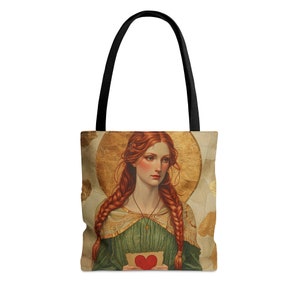 Saint Dwynwen Tote Bag - Three sizes - Large Medium Small Faith Art Bag - Catholic purse - Double Sided - Patron Saint Art