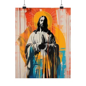 Jezus, koning van vrede en licht - Print geheiligde zielen - Meerdere formaten - Premiumposters - Katholieke kunst - Christelijke schilderkunst