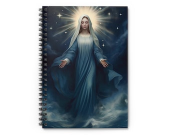 Diário Nossa Senhora Estrela do Mar - Arte Almas Santificadas - Caderno de Base Religiosa - Caderno Espiral - Linha Pautada