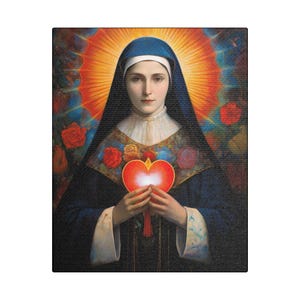 Impresión en lienzo de Santa Juana Francisca de Chantal - Varios tamaños - Arte católico para el hogar - Lienzo envuelto en museo - Impresión de Almas Santificadas