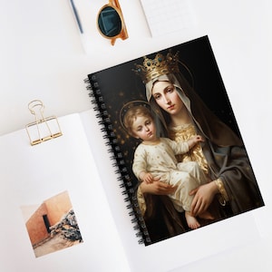 Nuestra Señora del Monte Carmelo - Arte de las Almas Santificadas - Cuaderno de Base Religiosa - Cuaderno de Espiral - Línea Reglada