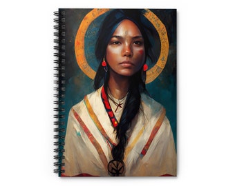 Saint Kateri Tekakwitha Journal - Sanctified Souls Art - Religious Based Notebook - Spiral Notebook - Ruled Line
